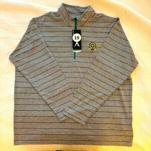 NWT Antigua men’s golf 1/4 zip. Heather gray with teal stripes. Size XXL